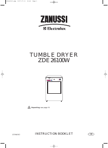Handleiding Zanussi-Electrolux ZDE26100W Wasdroger