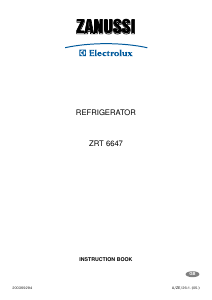 Manual Zanussi-Electrolux ZRT6647 Refrigerator