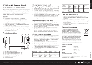 Manual Clas Ohlson HTD58667A-F Portable Charger