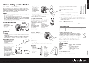 Bruksanvisning Clas Ohlson 98203 Dörrklocka