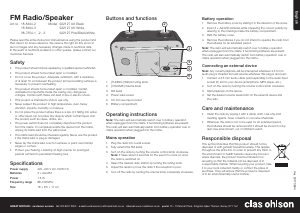 Manual Clas Ohlson 922127 Speaker