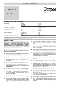 Manuale Zoppas P43C Lavatrice