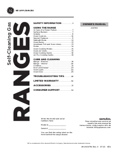 Manual GE JCGS760EPES Range