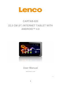 Bedienungsanleitung Lenco Cartab-920 Tablet