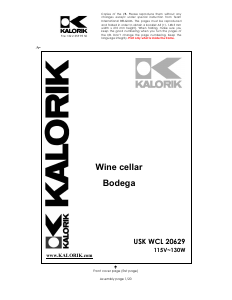 Manual de uso Kalorik WCL-20629 Vinoteca