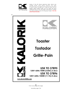 Mode d’emploi Kalorik TO-37895 Grille pain
