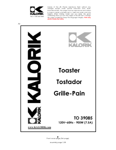 Mode d’emploi Kalorik TO-39085 Grille pain