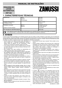 Manual Zanussi ZWT 260 Máquina de lavar roupa