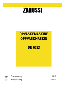 Bruksanvisning Zanussi DE6753 Oppvaskmaskin