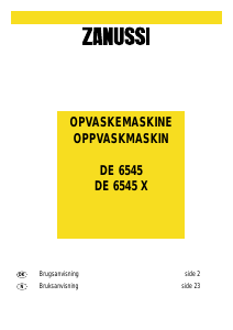 Brugsanvisning Zanussi DE6545X Opvaskemaskine