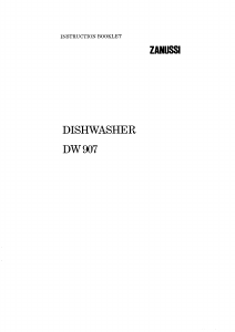 Manual Zanussi DW 907 Dishwasher