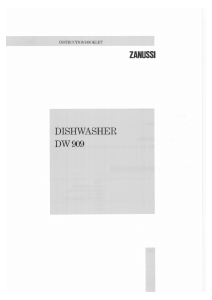 Manual Zanussi DW 909 Dishwasher