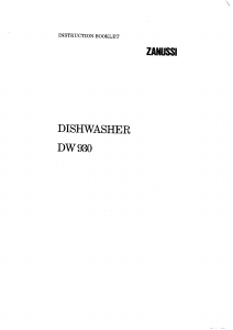 Manual Zanussi DW 930 Dishwasher