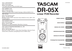 Руководство Tascam DR-05X Магнитофон