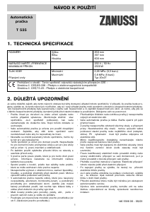 Manuál Zanussi T535 Pračka