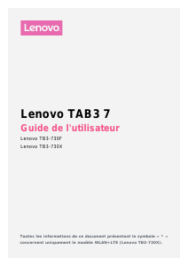 Mode d’emploi Lenovo TB3-730F TAB3 7 Tablette