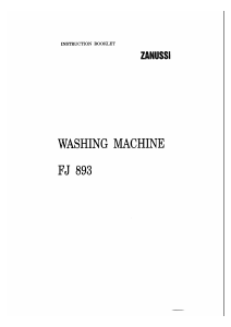Manual Zanussi FJ 893 Washing Machine