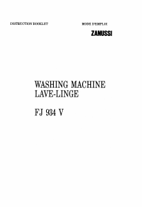 Manual Zanussi FJ 934 V Washing Machine