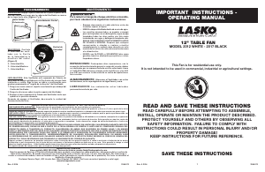 Manual de uso Lasko 2012 Ventilador