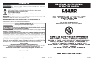 Manual de uso Lasko 2250QM Ventilador