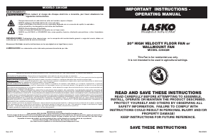 Manual de uso Lasko 2264QM Ventilador