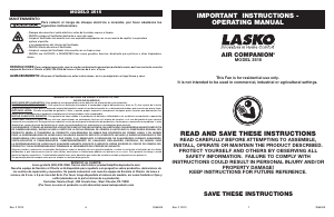 Manual de uso Lasko 3515 Air Companion Ventilador