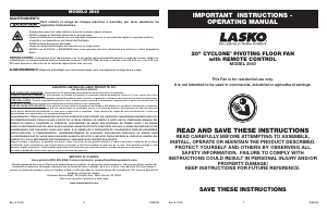 Manual de uso Lasko 3540 Cyclone Ventilador