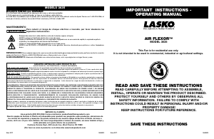 Manual de uso Lasko 3635 Air Flexor Ventilador