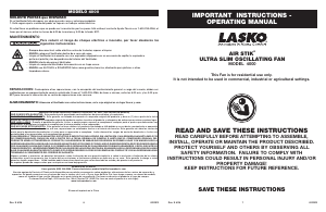 Manual de uso Lasko 4000 Air Stik Ventilador