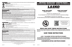 Manual de uso Lasko A20301 Wind Machine Ventilador