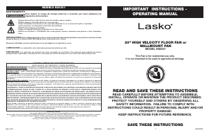 Manual de uso Lasko H20301 Ventilador