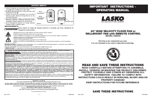 Manual Lasko H20650 Fan