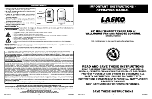 Manual Lasko H20685 Fan