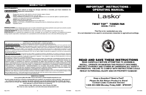 Manual de uso Lasko T12110 Twist-Top Ventilador
