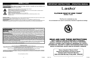 Manual de uso Lasko T14305 Wind Tower Ventilador