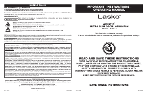 Manual de uso Lasko T14411 Air Stik Ventilador