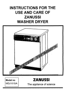 Handleiding Zanussi WDJ1015/A Was-droog combinatie