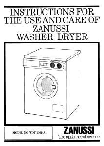 Manual Zanussi WDT1061 Washer-Dryer