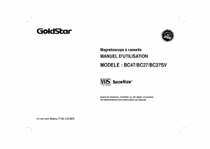 Mode d’emploi Goldstar BC27SV Magnétoscope