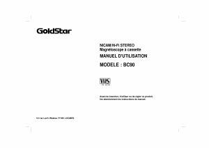 Mode d’emploi Goldstar BC90 Magnétoscope