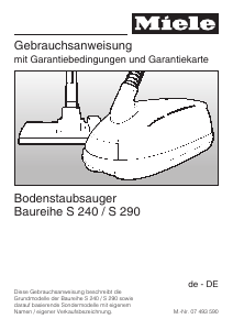 Bedienungsanleitung Miele S 290 Staubsauger