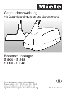 Bedienungsanleitung Miele S 524 Staubsauger