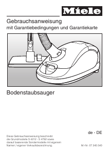 Bedienungsanleitung Miele S 4782 Staubsauger