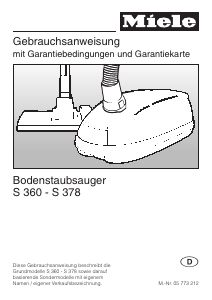 Bedienungsanleitung Miele S 378 Staubsauger