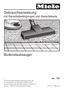 Bedienungsanleitung Miele S 8590 Staubsauger