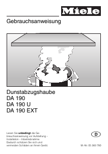 Bedienungsanleitung Miele DA 190 EXT Dunstabzugshaube