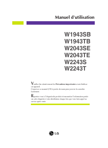 Mode d’emploi LG W2043TE Moniteur LCD