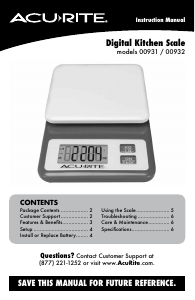 Manual AcuRite 00931 Kitchen Scale