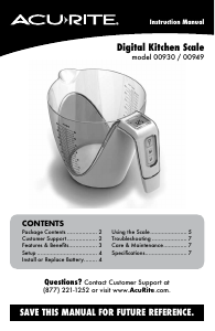 Manual AcuRite 00949 Kitchen Scale