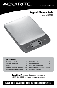Manual AcuRite 01128 Kitchen Scale